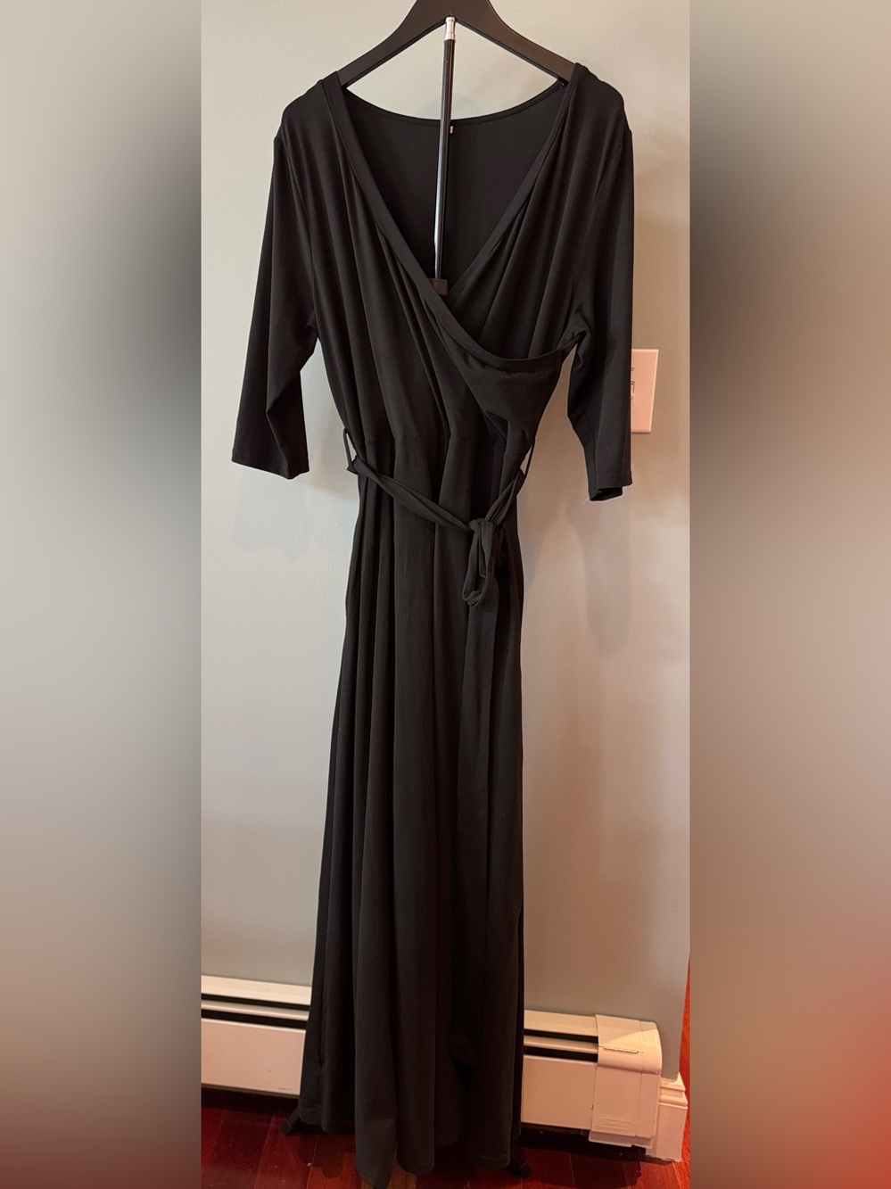 Classic Black Wrap Style Maxi Dress XL